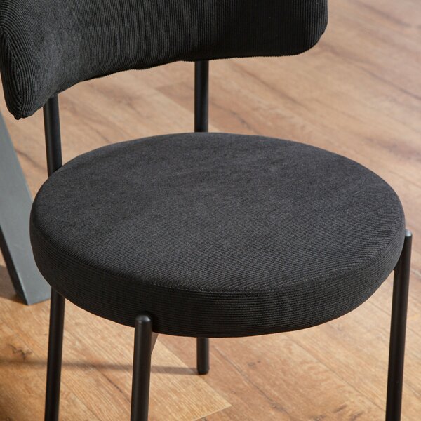 HOMCOM Set da 4 sedie da sala da pranzo con schienale in tessuto gambe in acciaio 51 x 51 x 76 cm nero | Aosom Italy