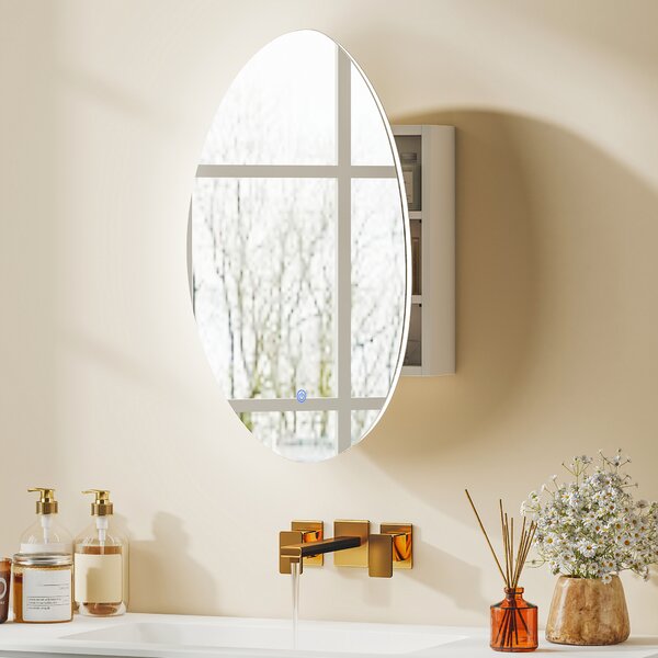 Armadietto da Bagno con Specchio a LED 50x14x70 cm Anti-Appannamento Illuminazione Dimmerabile 3 Colori Bianco