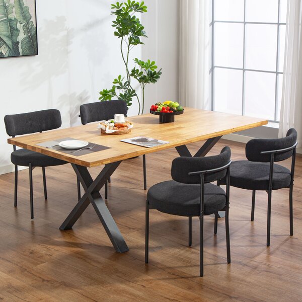 HOMCOM Set da 4 sedie da sala da pranzo con schienale in tessuto gambe in acciaio 51 x 51 x 76 cm nero | Aosom Italy