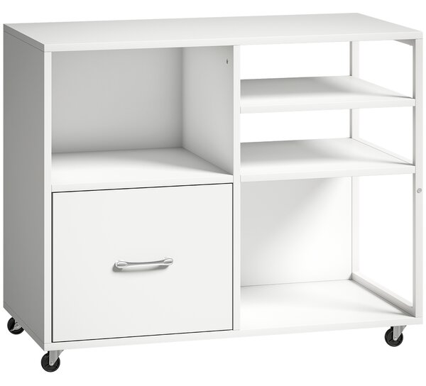 HOMCOM tavolo stampante con ruote e cassetto A4, ideale per casa e ufficio. | Aosom Italy
