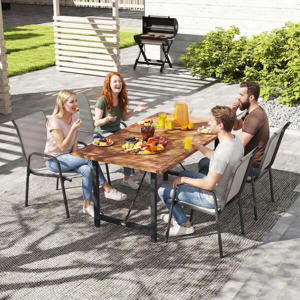 Outsunny Sedie da giardino Set da 4 Sedie impilabili per terrazza con schienale traspirante, braccioli, portata 120 kg | Aosom Italy
