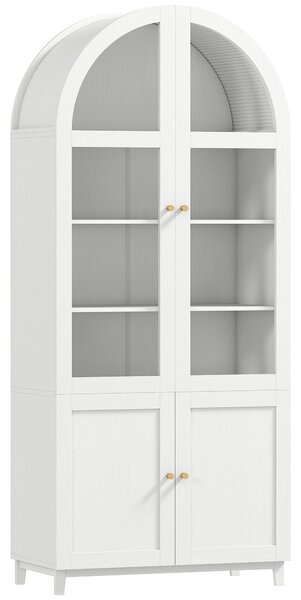HOMCOM Armadio da cucina, vetrina con 4 ante di cui 2 in acrilico e ripiani regolabili, 78 x 40 x 180 cm, bianco | Aosom Italy