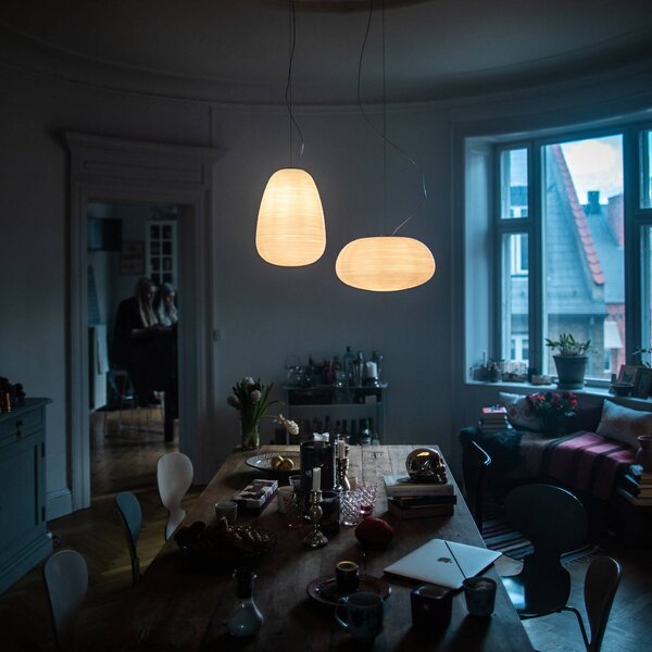 Foscarini Lampada a sospensione Rituals 1, dimmerabile, Bianco / Opale, Soggiorno / Sala da pranzo, Vetro, Design, Lampada a sospensione