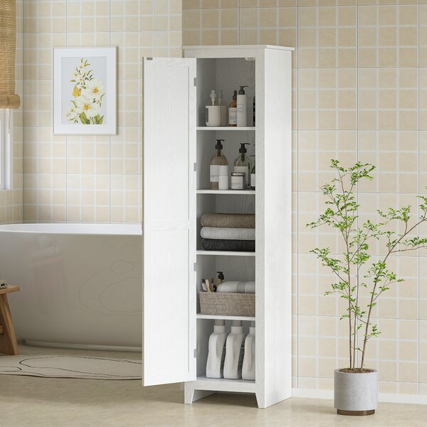 HOMCOM Armadio contenitore buffet cucina con 2 ripiani regolabili- Altezza 170 cm in legno bianco | Aosom Italy