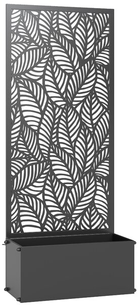 Outsunny Fioriera con traliccio, vaso per fiori, con schermo di privacy, per piante rampicanti, metallo, 45 x 21,5 x 110 cm, nero | Aosom Italy