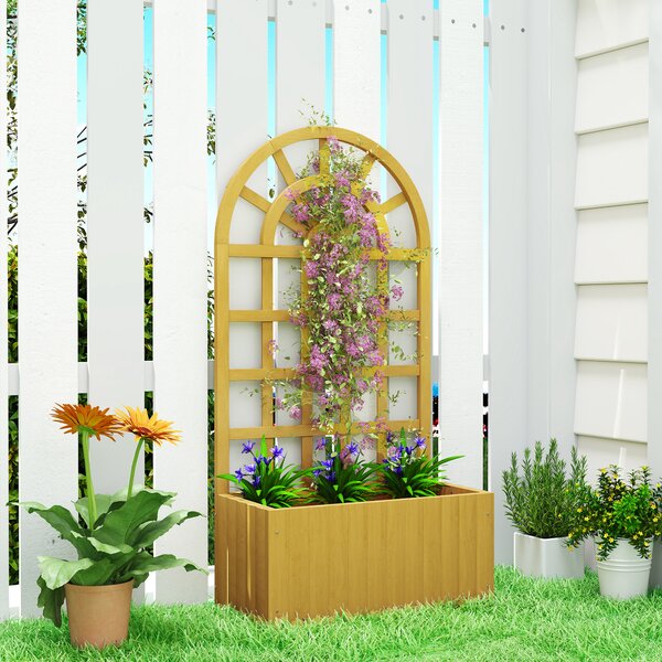 Outsunny Fioriera con Grigliato in Legno con Drenaggio per Coltivazioni Verdure Fiori Erbe 60x30x120 cm Naturale | Aosom Italy