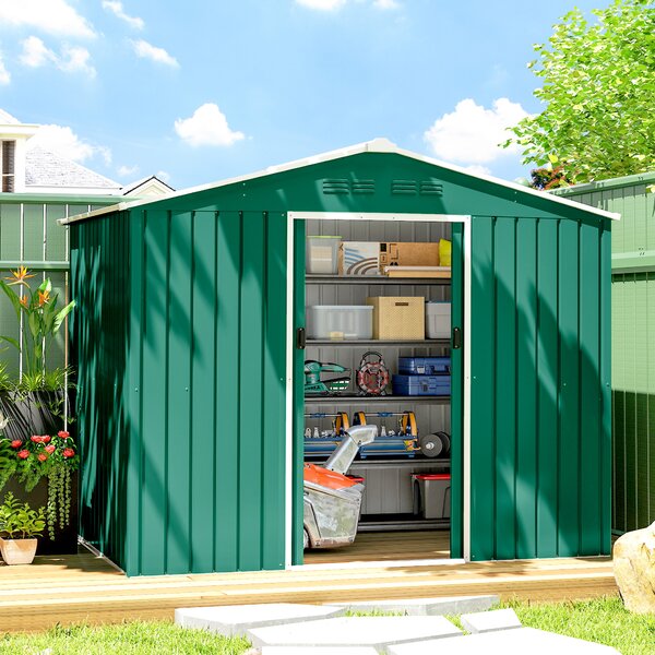 Outsunny Capanno da Giardino Esterno 3,6 m² 236x171x191 cm con Porte Scorrevoli e Bocchette di Ventilazione Verde | Aosom Italy
