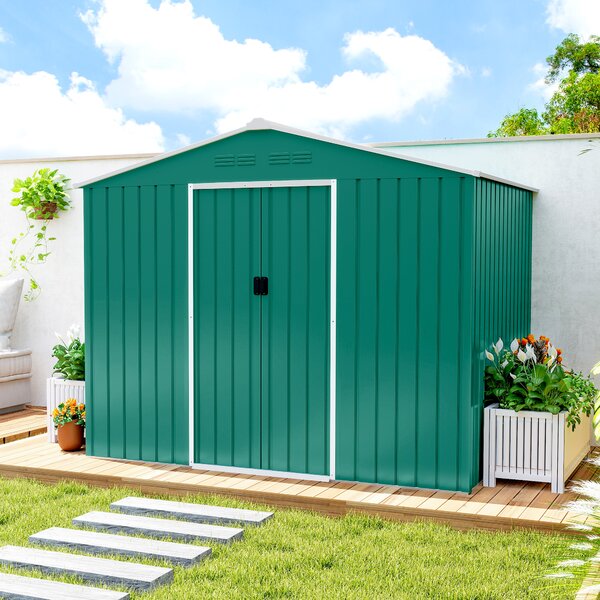 Outsunny Capanno da Giardino Esterno 3,6 m² 236x171x191 cm con Porte Scorrevoli e Bocchette di Ventilazione Verde | Aosom Italy