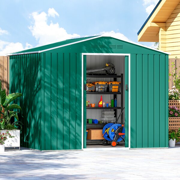 Outsunny Capanno da Giardino Esterno 3,6 m² 236x171x191 cm con Porte Scorrevoli e Bocchette di Ventilazione Verde | Aosom Italy