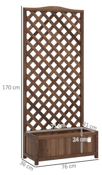 Outsunny Fioriera con Traliccio vasca per fiori 76 x 36 x 170 cm Fondo a doghe Legno di abete pre-oliato marrone scuro | Aosom Italy