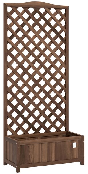 Outsunny Fioriera con Traliccio vasca per fiori 76 x 36 x 170 cm Fondo a doghe Legno di abete pre-oliato marrone scuro | Aosom Italy