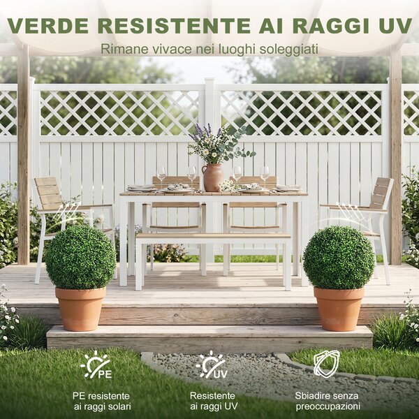 HOMCOM Topiarie Artificiali in Bosso con 682 Foglie, Resistente UV, Altezza 42 cm | Aosom Italy