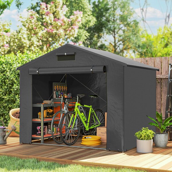 Outsunny Tenda garage 250x180 cm Impermeabile Tenda con porta avvolgibile con cerniera Finestra di ventilazione Dunkelgrau | Aosom Italy