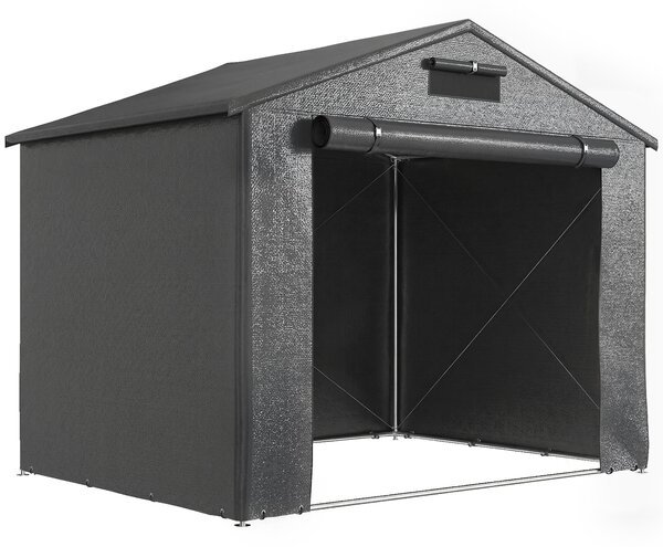 Outsunny Tenda garage 250x180 cm Impermeabile Tenda con porta avvolgibile con cerniera Finestra di ventilazione Dunkelgrau | Aosom Italy
