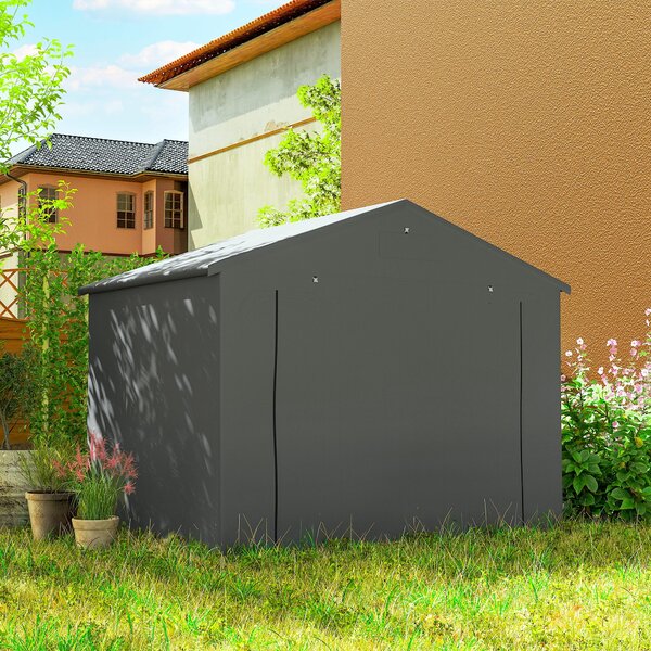 Outsunny Tenda garage 250x180 cm Impermeabile Tenda con porta avvolgibile con cerniera Finestra di ventilazione Dunkelgrau | Aosom Italy