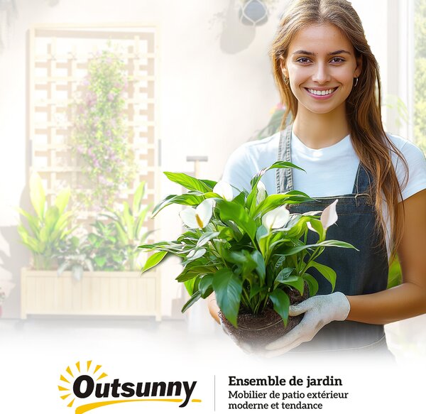 Outsunny Fioriera con reticolo, vaso con ruote, per piante rampicanti, legno massiccio, 82,5x35x186cm, legno naturale | Aosom Italy