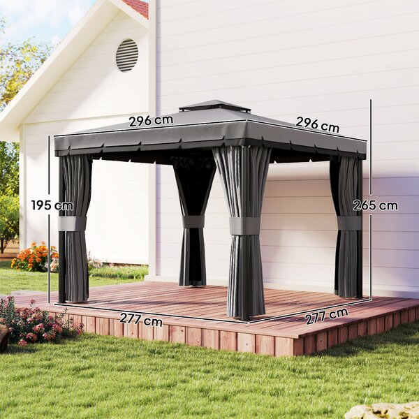 Outsunny Padiglione circa 3x3 m Idrorepellente Stabile Resistente all'inverno Padiglione da giardino con doppio tetto Zanzariere con cerniera | Aosom Italy