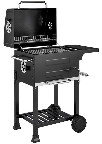 Outsunny Barbecue a Carbone con Termometro per Patio e Giardino, Nero | Aosom Italy