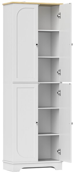 HOMCOM Dispensa da Cucina Mobile Auxiliare da Cucina con 4 Ante e Ripiani Regolabili per Sala da Pranzo Salotto 60x30x183 cm Bianco | Aosom Italy