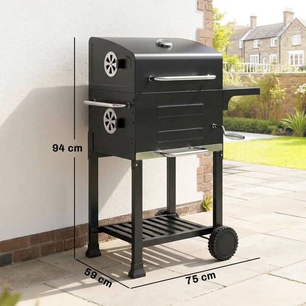 Outsunny Barbecue a Carbone con Termometro per Patio e Giardino, Nero | Aosom Italy