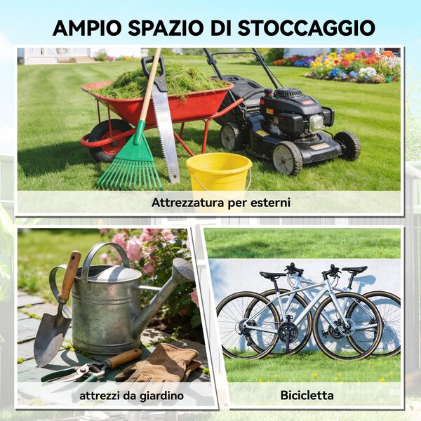Outsunny Capanno da Giardino in Acciaio con 2 Porte Scorrevoli, Nero, 2,6 m² | Aosom Italy