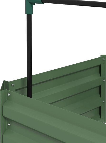 Outsunny Fioriera con traliccio regolabile, vasca fioriera con gabbia per pomodori acciaio zincato 61 x 61 x 187 cm verde | Aosom Italy