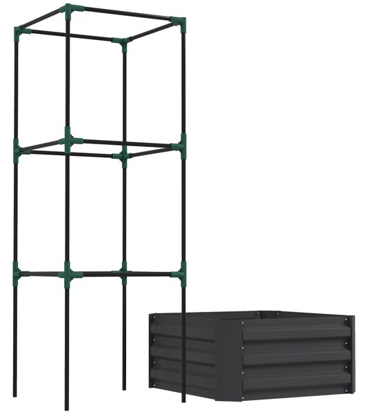 Outsunny Orto rialzato con griglia di supporto, fioriera con supporto, fondo aperto, resistente alle intemperie, 61 cm x 61 cm x 140 cm, Grigio scuro | Aosom Italy