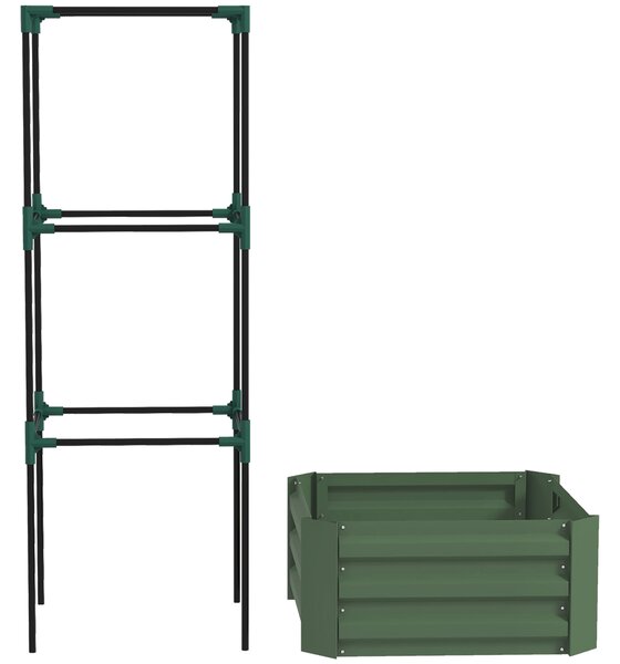 Outsunny Fioriera da Esterno Grande con Gabbia e Fondo Aperto per Piante Rampicanti 61x61x140 cm Verde | Aosom Italy