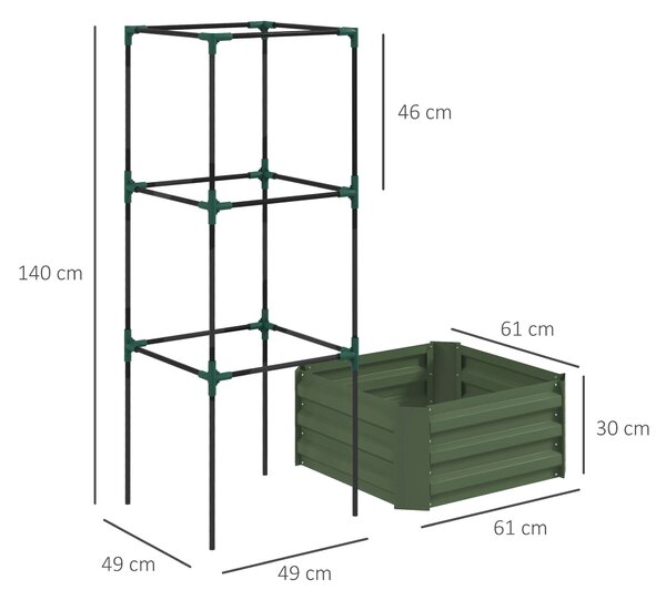 Outsunny Fioriera da Esterno Grande con Gabbia e Fondo Aperto per Piante Rampicanti 61x61x140 cm Verde | Aosom Italy