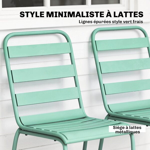Outsunny Set di 2 Sedie da Giardino Impilabili in Metallo per Terrazza, Balcone, Giardino, Verde | Aosom Italy