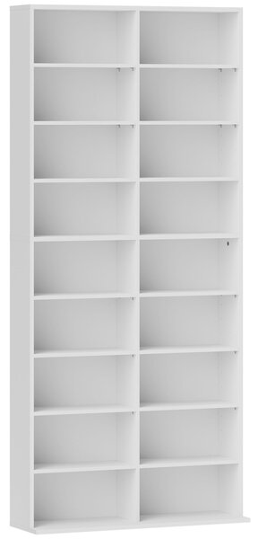 HOMCOM Ripiani per CD e DVD 18 scomparti capacità max. 640 CD/360 DVD 430 Blu-ray 78,5 x 24 x 175 cm bianco | Aosom Italy