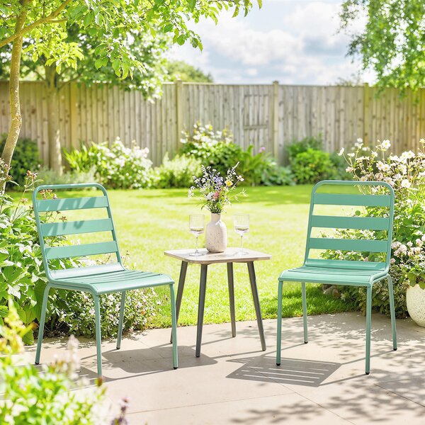 Outsunny Set di 2 Sedie da Giardino Impilabili in Metallo per Terrazza, Balcone, Giardino, Verde | Aosom Italy