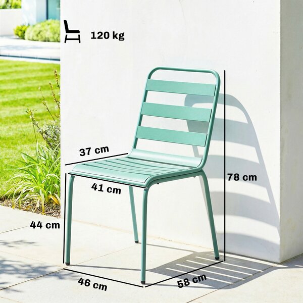 Outsunny Set di 2 Sedie da Giardino Impilabili in Metallo per Terrazza, Balcone, Giardino, Verde | Aosom Italy