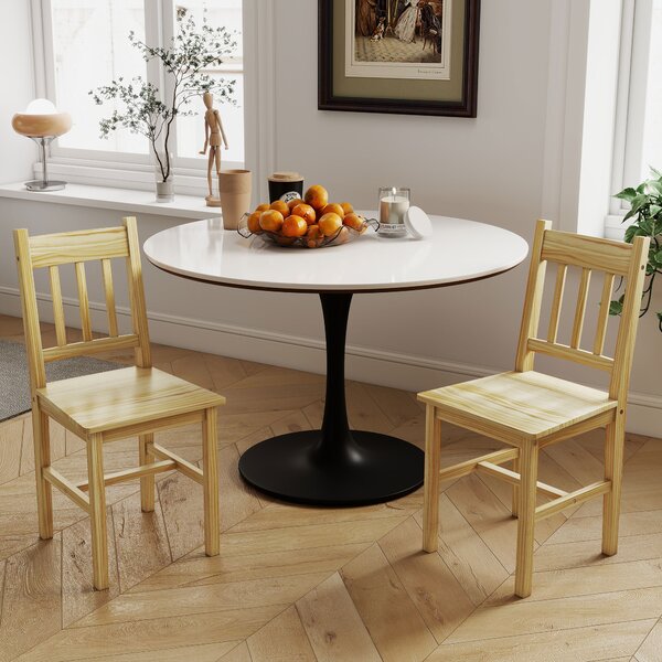 HOMCOM Set di 2 Sedie da Pranzo in Legno Sedie da Cucina con Schienale a Listelli, Seduta Ampia Legno Naturale | Aosom Italy