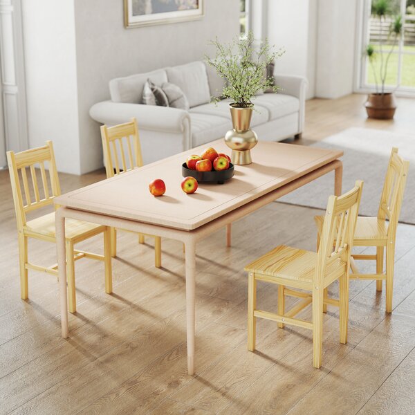 HOMCOM Set di 2 Sedie da Pranzo in Legno Sedie da Cucina con Schienale a Listelli, Seduta Ampia Legno Naturale | Aosom Italy