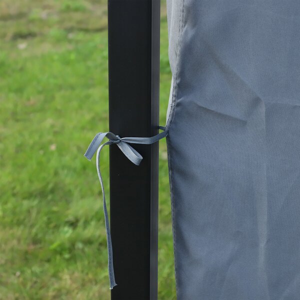 Outsunny Gazebo con tetto in policarbonato, tende con zanzariera, struttura in alluminio, grigio scuro, 3 x 3 m | Aosom Italy