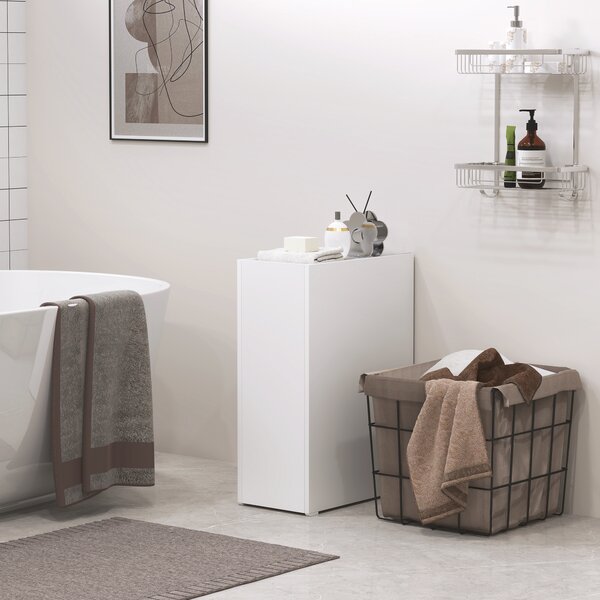 HOMCOM Armadietto bagno stretto, mobile da pavimento con cassetto profondo, armadietto indipendente per bagno, truciolare, bianco | Aosom Italy