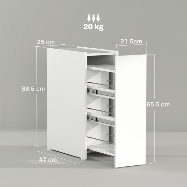 HOMCOM Armadietto bagno stretto, mobile da pavimento con cassetto profondo, armadietto indipendente per bagno, truciolare, bianco | Aosom Italy