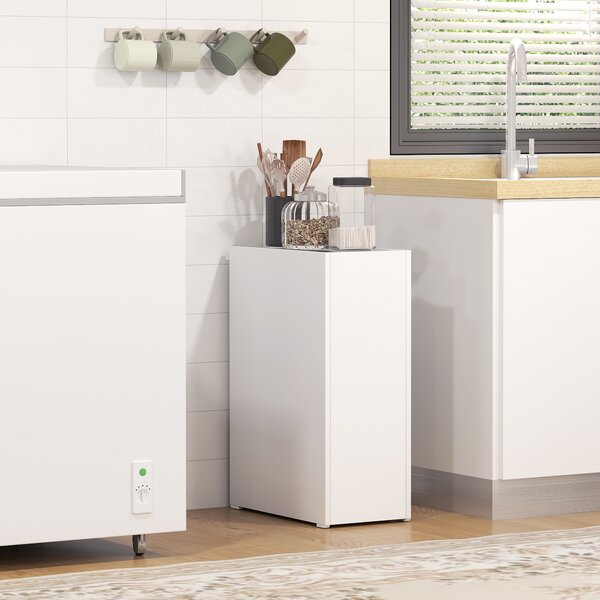 HOMCOM Armadietto bagno stretto, mobile da pavimento con cassetto profondo, armadietto indipendente per bagno, truciolare, bianco | Aosom Italy