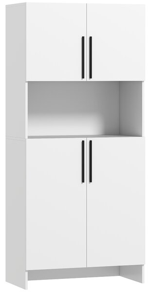 HOMCOM Mobile da cucina, dispensa per cucina, soggiorno, sala da pranzo, armadi, scaffali, ripiano per microonde, pannello truciolare, bianco | Aosom Italy