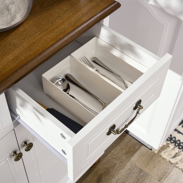 HOMCOM Armadio cucina, buffet, 2 cassetti, 2 scomparti, design classico, Bianco+Marrone scuro, 76 x 38 x 182 cm | Aosom Italy