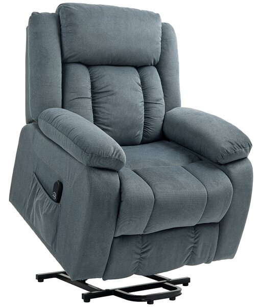 HOMCOM Poltrona alzapersone con rivestimento morbido, recliner con telecomando e tasche laterali, grigio | Aosom Italy