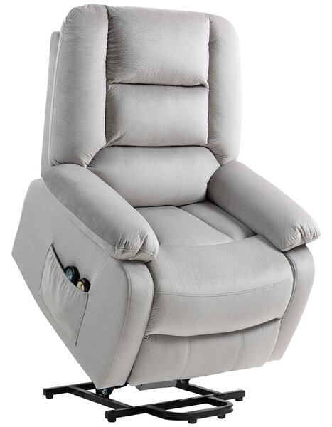 HOMCOM Poltrona alzapersone con funzione massaggio, 90x93x110cm, Grigio chiaro | Aosom Italy
