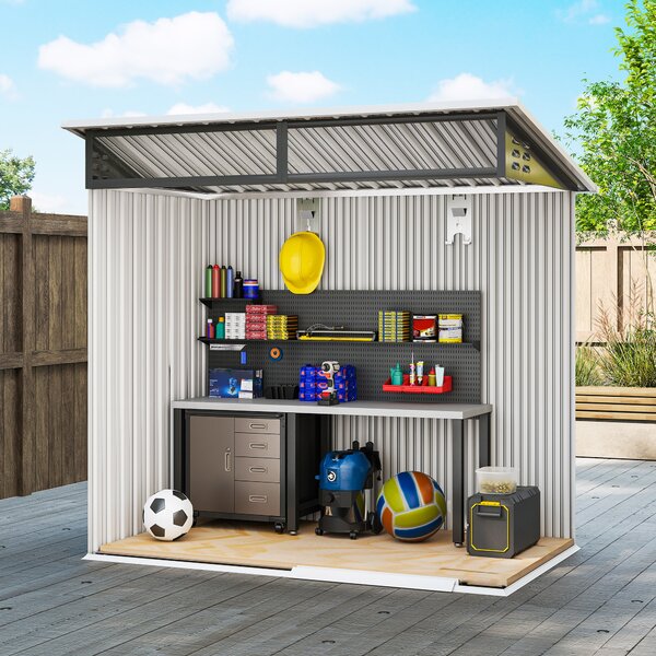 Outsunny Capanno attrezzi con finestre, aperture di ventilazione, porta scorrevole, acciaio impermeabile, resistente alle intemperie, Dunkelgrau | Aosom Italy