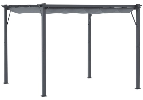 Outsunny Pergola Gazebo Copertura per terrazza con tetto scorrevole Giardino Alluminio Grigio carbone+Grigio scuro 3x3x2,23 m | Aosom Italy