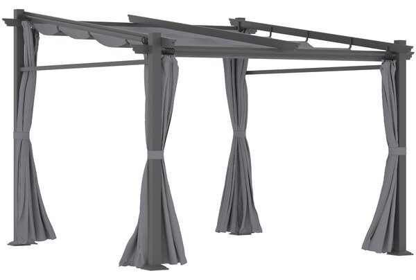 Outsunny Pergola, incluso materiale di fissaggio, tetto estraibile, 2.,97 m x 2,95 m x 2,3 m, Grigio scuro | Aosom Italy
