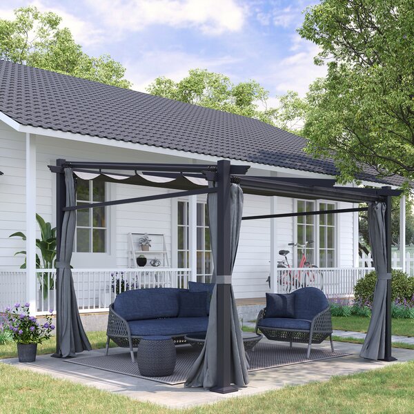 Outsunny Pergola, incluso materiale di fissaggio, tetto estraibile, 2.,97 m x 2,95 m x 2,3 m, Grigio scuro | Aosom Italy