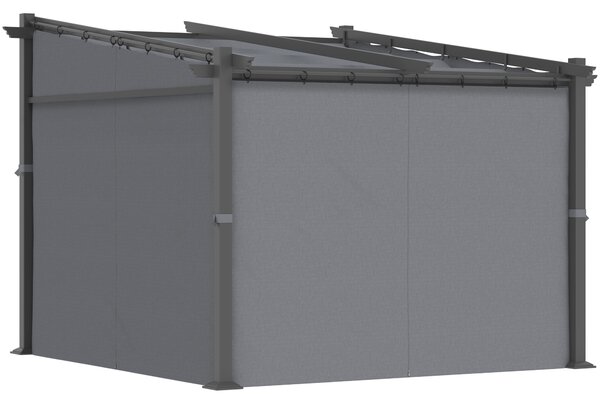 Outsunny Pergola, incluso materiale di fissaggio, tetto estraibile, 2.,97 m x 2,95 m x 2,3 m, Grigio scuro | Aosom Italy