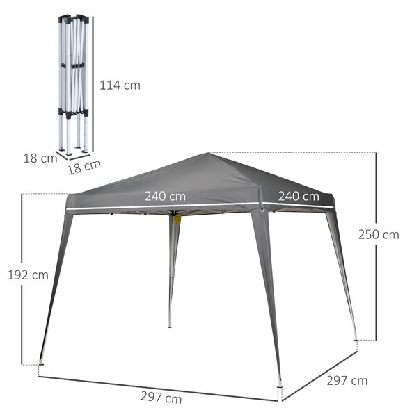 Outsunny Gazebo pieghevole 2,4x2,4 m con protezione UV, tenda per feste con borsa da trasporto per giardino, balcone, acciaio grigio | Aosom Italy