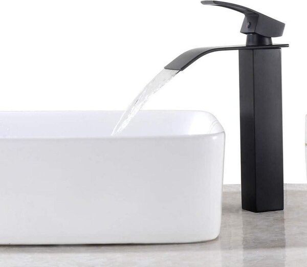 Auralum rubinetto bagno cascata nero 204 mm bocca alta miscelatore monocomando bagno
